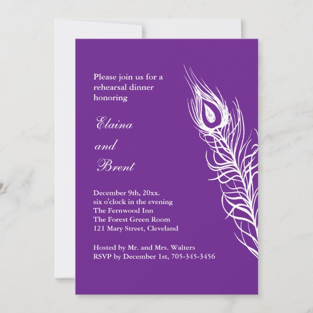Shake your Tail Feathers Rehearsal Dinner violet Invitation (Front)