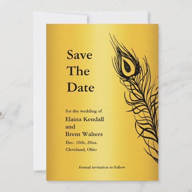 Shake your Tail Feathers Save the Date gold (Front)