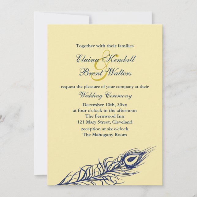 Shake your Tail Feathers Wedding Invitation yellow (Front)