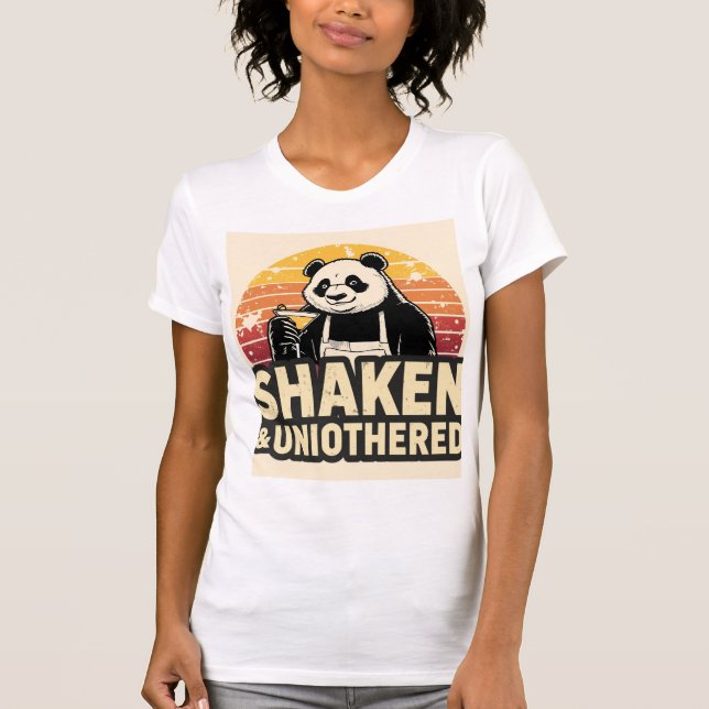 Shaken & Unbothered Panda Bartender Shirt (Front)