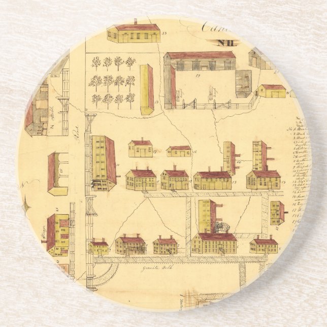 SHAKER VILLAGE MAP, 1849 COASTER (Front)