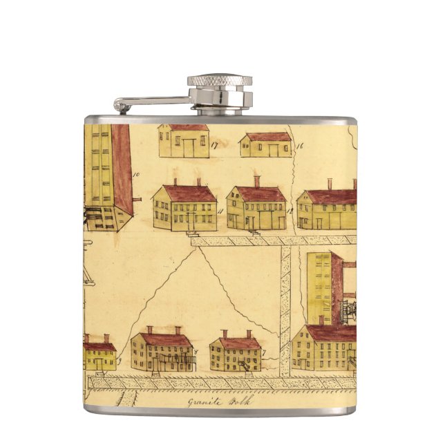 SHAKER VILLAGE MAP, 1849 HIP FLASK (Front)