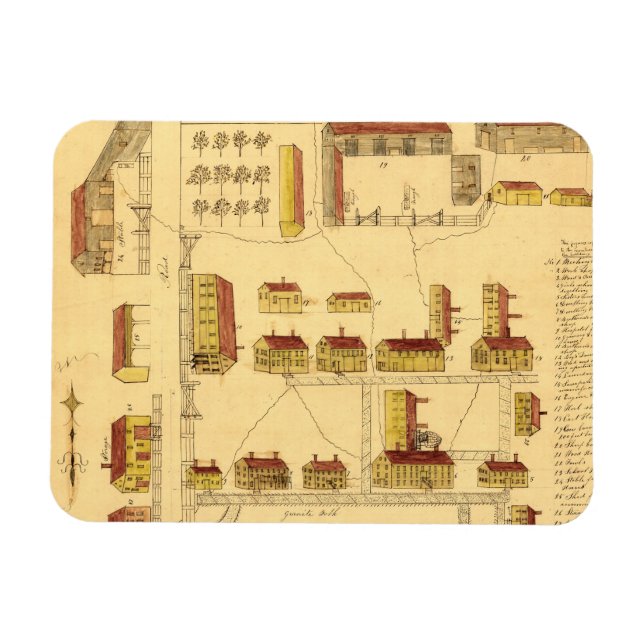SHAKER VILLAGE MAP, 1849 MAGNET (Horizontal)