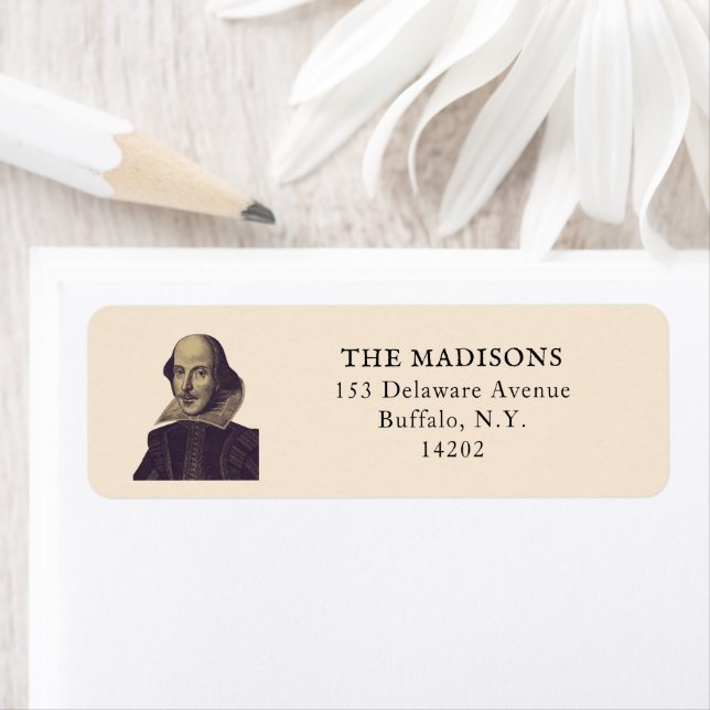 Shakespeare Bookish Elegant Blue Return Address (Insitu)