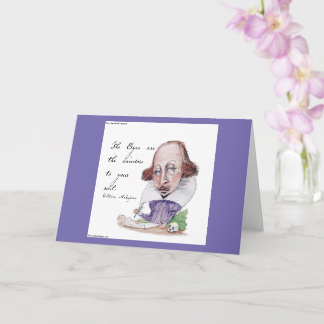 Shakespeare Caricature & The Tempest Quote  Card (Orchid)
