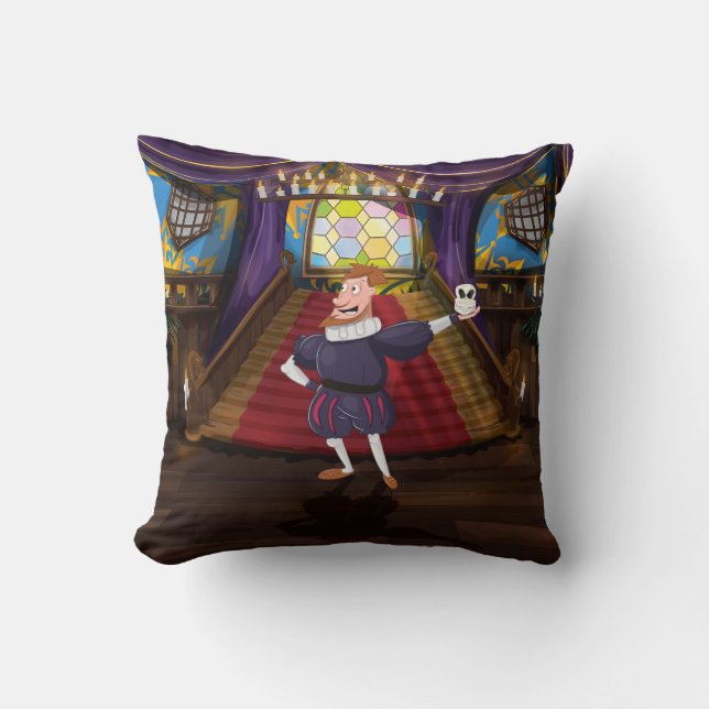 Shakespeare Cartoon Actor. Cushion (Front)