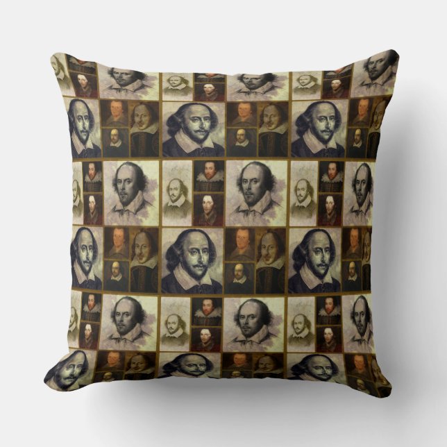 Shakespeare Collage Throw Pillow (Front)