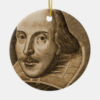 Shakespeare Droeshout Engraving Ceramic Tree Decoration