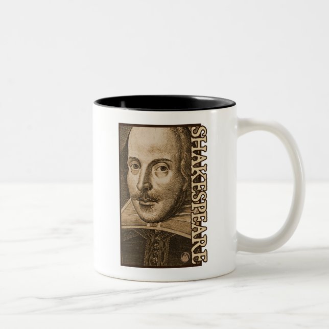 Shakespeare Droeshout Engravings Two-Tone Coffee Mug (Right)