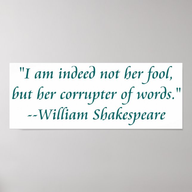 Shakespeare fool words poster (Front)