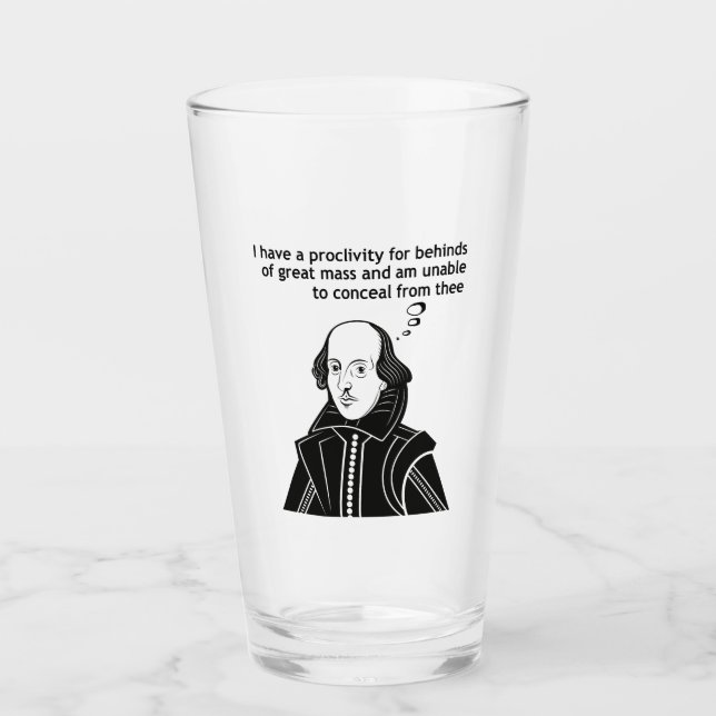 Shakespeare Funny Quote Glass (Front)