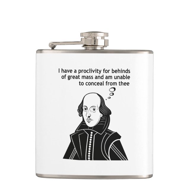 Shakespeare Funny Quote Hip Flask (Front)