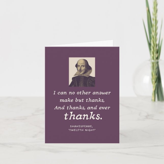 Shakespeare Gratitude Elegant Purple Literary Thank You Card (Front)