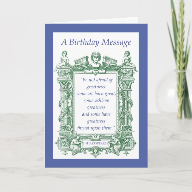 Shakespeare Great Birthday Ornate French Frame wit Card (Front)