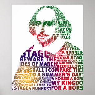 Shakespeare green purple gradient text design poster
