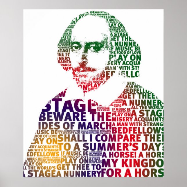 Shakespeare green purple gradient text design poster (Front)