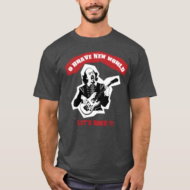 Shakespeare Guitar Rock Quote retro T-Shirt (Front)