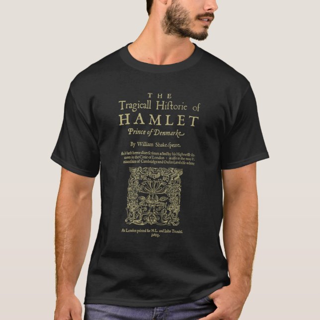 Shakespeare, Hamlet. Dark clothes version.  T-Shirt (Front)