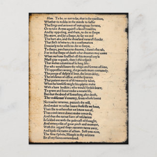 Shakespeare Hamlet Soliloquy Postcard