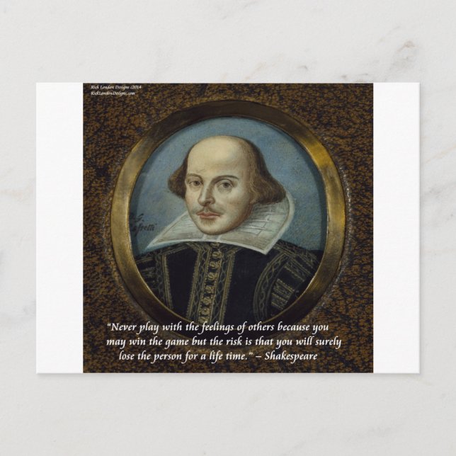 Shakespeare & His Famous Feelings Quote Postcard (Front)