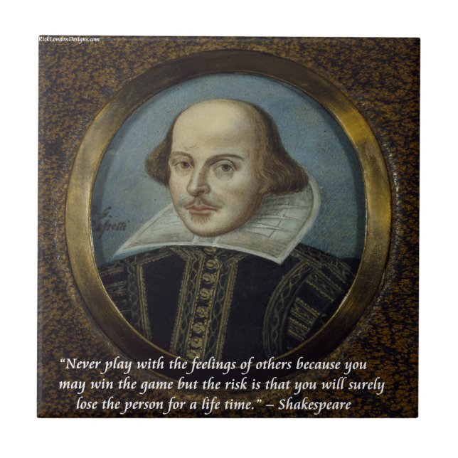 Shakespeare & His Famous Feelings Quote Tile (Front)