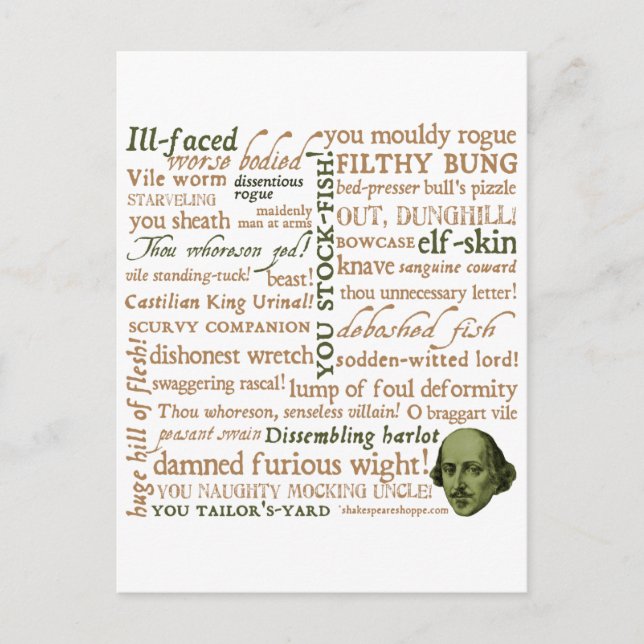 Shakespeare Insults Collection Postcard (Front)