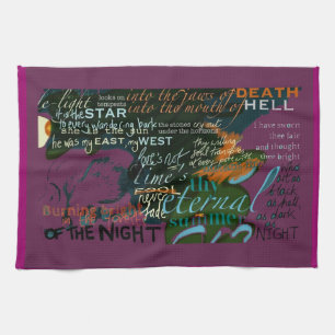 Shakespeare Love Poetry Quotes Tea Towel