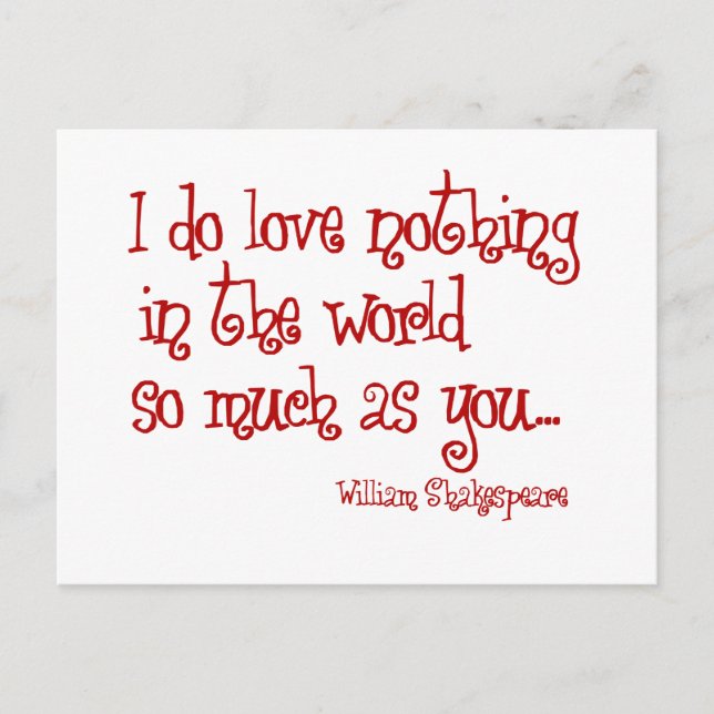 shakespeare love red postcard (Front)