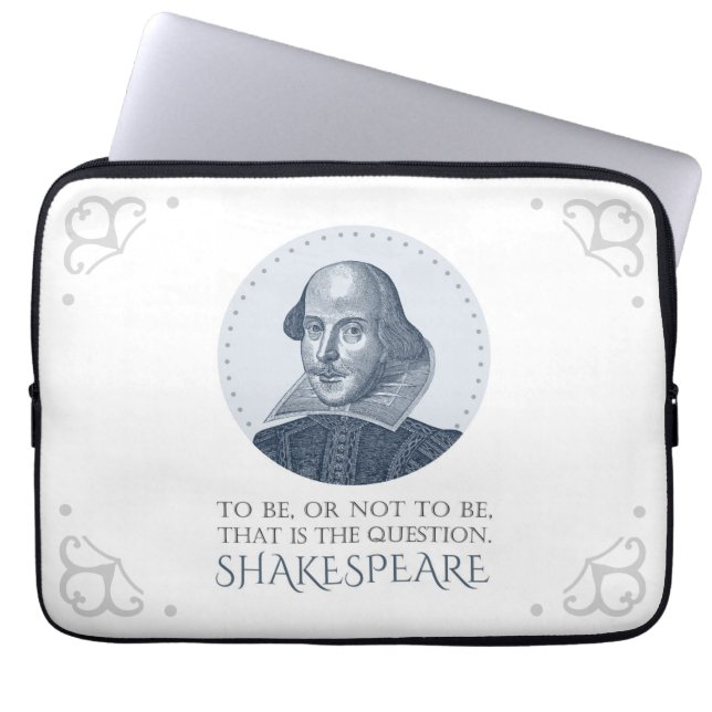 Shakespeare Portrait with To Be Or Not To Be Quote Laptop Sleeve (Front)