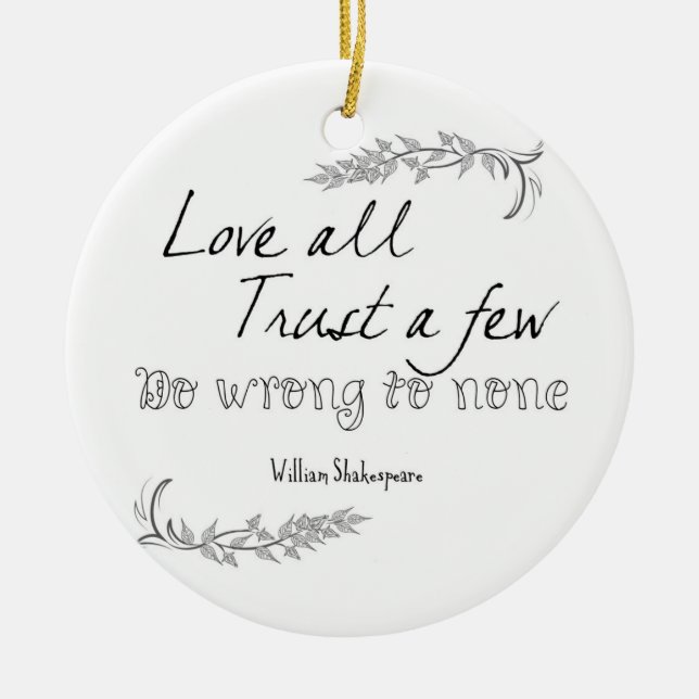 Shakespeare Quote Ceramic Tree Decoration (Front)