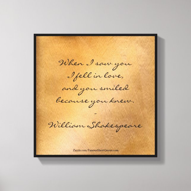 Shakespeare Quote - I Fell In Love Canvas Print (Front)