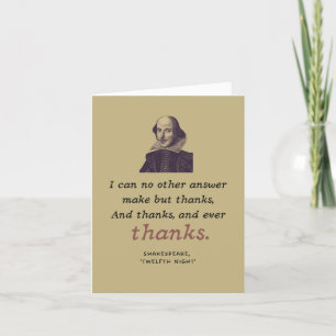 Shakespeare Quote Literary Gratitude Theatre Thank You Card
