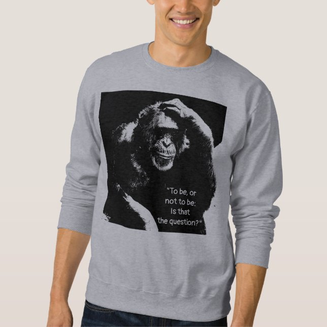 Shakespeare Quote Thinking Monkey Pop Art Men's Sweatshirt (Front)