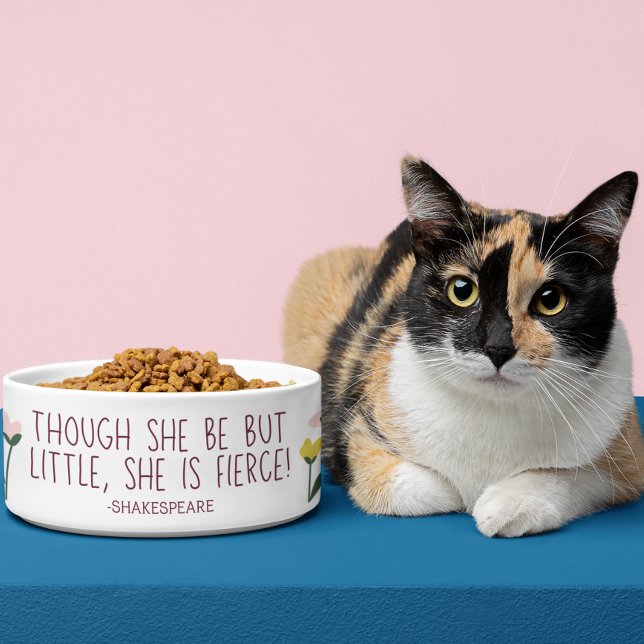 Shakespeare Quote Though She Be Little Cat Dog Bowl (Creator Uploaded)