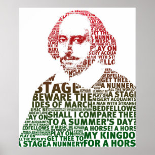Shakespeare red green gradient text design poster