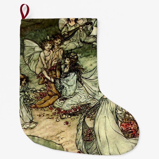 Shakespeare’s Fairy “Titania” by Arthur Rackham Large Christmas Stocking (Front)