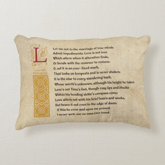 Shakespeare Sonnet 116 (CXVI) on Parchment Decorative Cushion (Front)