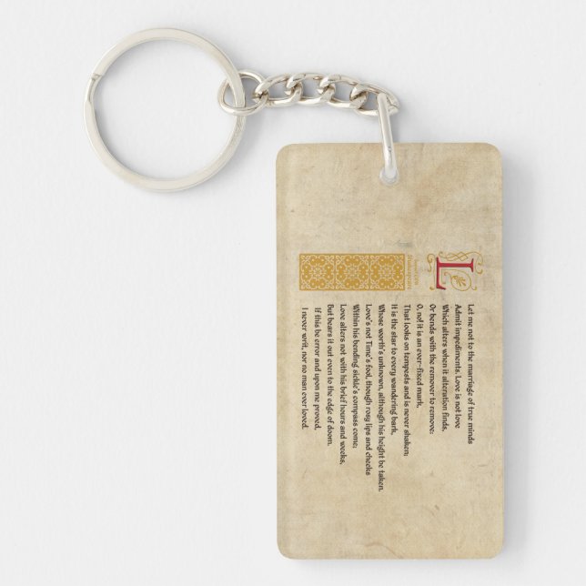Shakespeare Sonnet 116 (CXVI) on Parchment Key Ring (Front)