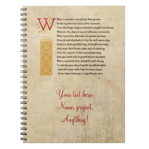 Shakespeare Sonnet 15 (XV) on Parchment Spiral Notebook