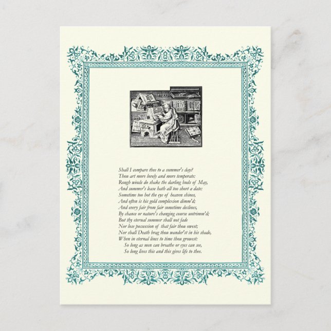 Shakespeare Sonnet # 18 Postcard (Front)