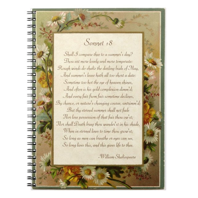 Shakespeare Sonnet 18 Spiral Notebook (Front)