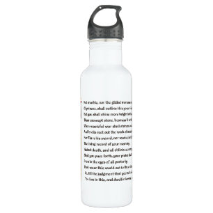 Shakespeare Sonnet 55 (LV) on Parchment 710 Ml Water Bottle