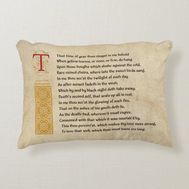 Shakespeare Sonnet 73 (LXXIII) on Parchment Decorative Cushion (Front)