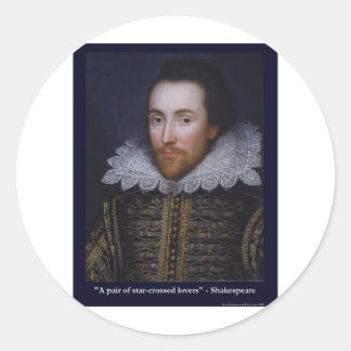 Shakespeare Star-Crossed Lovers Gifts Mugs Tees Classic Round Sticker