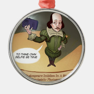 Shakespeare Takes Selfie Funny Metal Tree Decoration