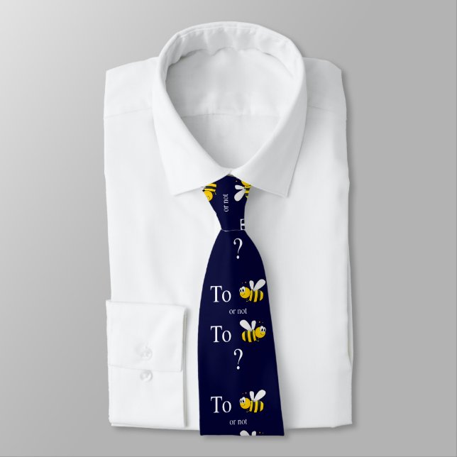 Shakespeare To Be Or Not To Bee Navy Blue Neck Tie (Tied)