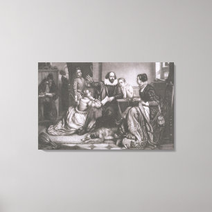 Shakespeare with his Family, at Stratford, Recitin Canvas Print