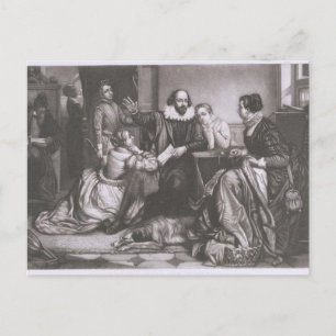 Shakespeare with his Family, at Stratford, Recitin Postcard