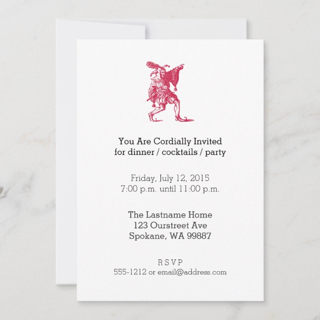 Shakespearean Jester Invitation (Front)