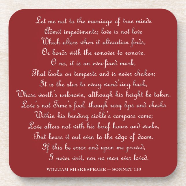 Shakespeare's Sonnet 116 Square Magnet Coaster (Front)